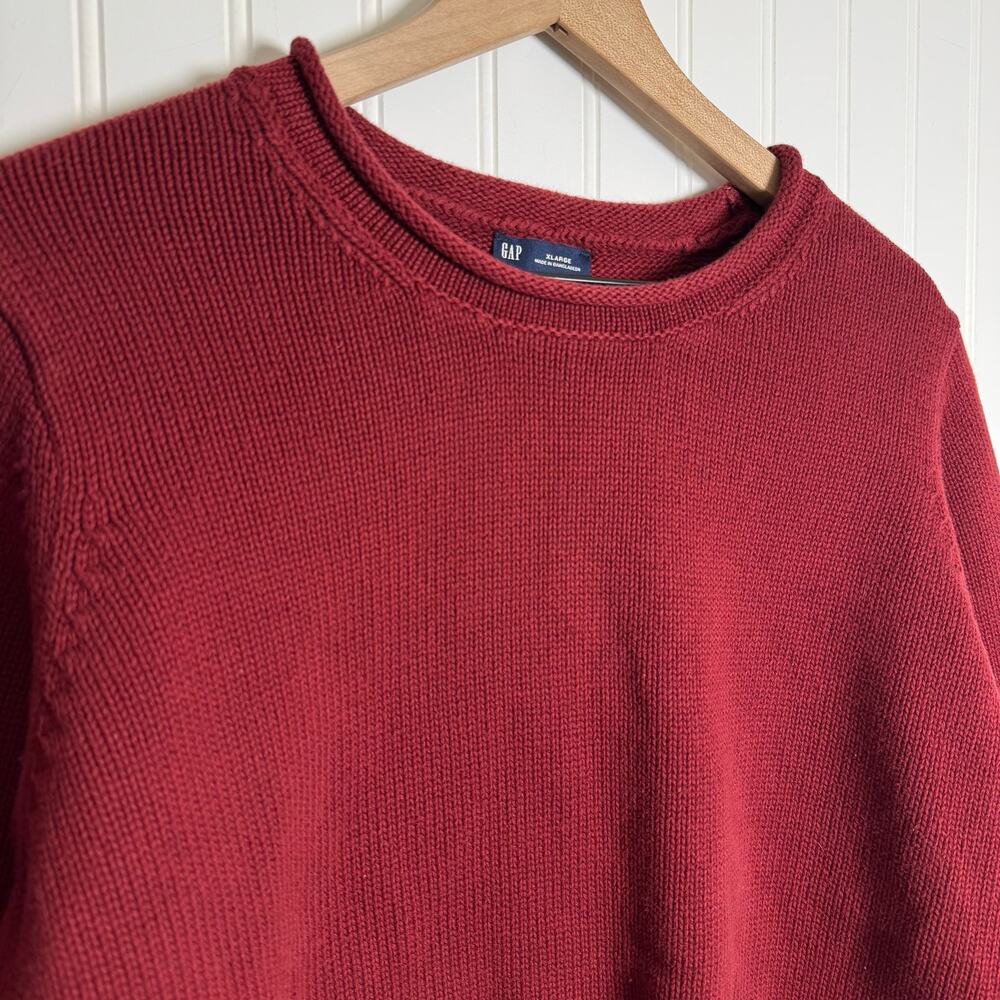 Gap Shrunken Roll Neck Red Knit Women’s Sweater 100% Cotton Size XL - Picture 3 of 11